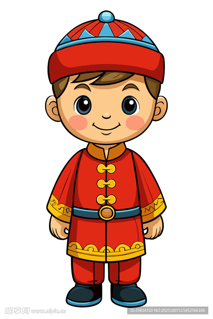 蒙古族小男孩传统服饰形象