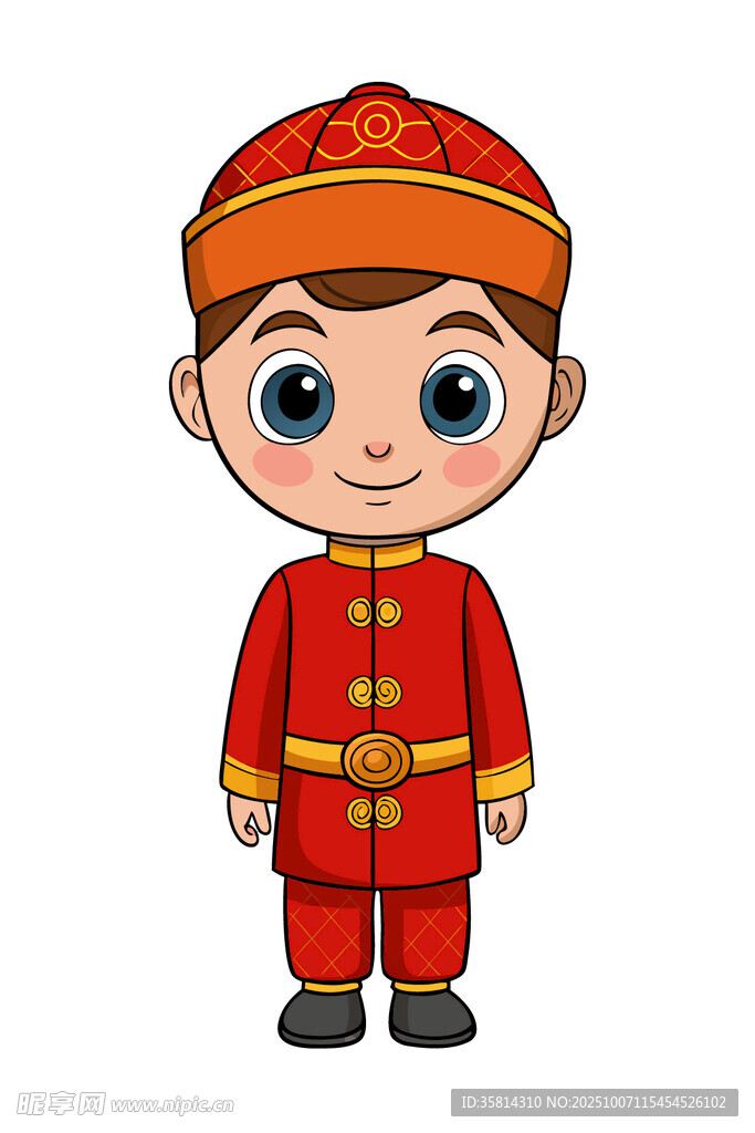 穿传统服饰的可爱小男孩