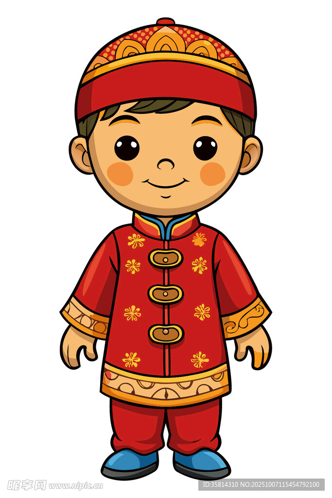 蒙古族小男孩传统服饰形象