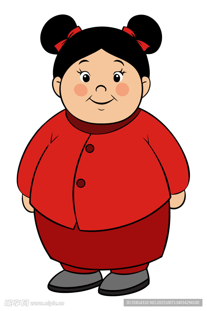 红衣双髻小女孩形象