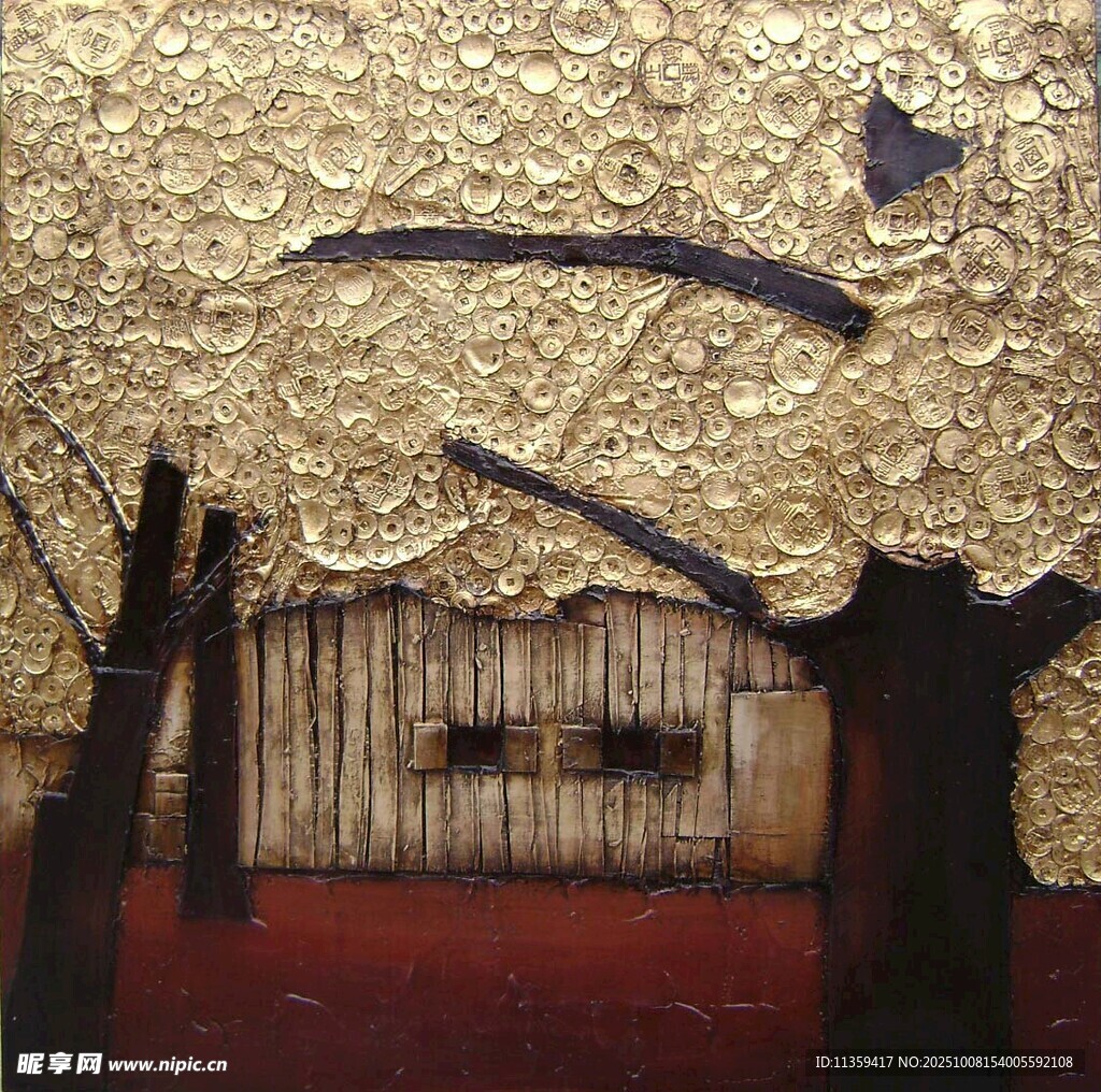 金色树下的神秘场景