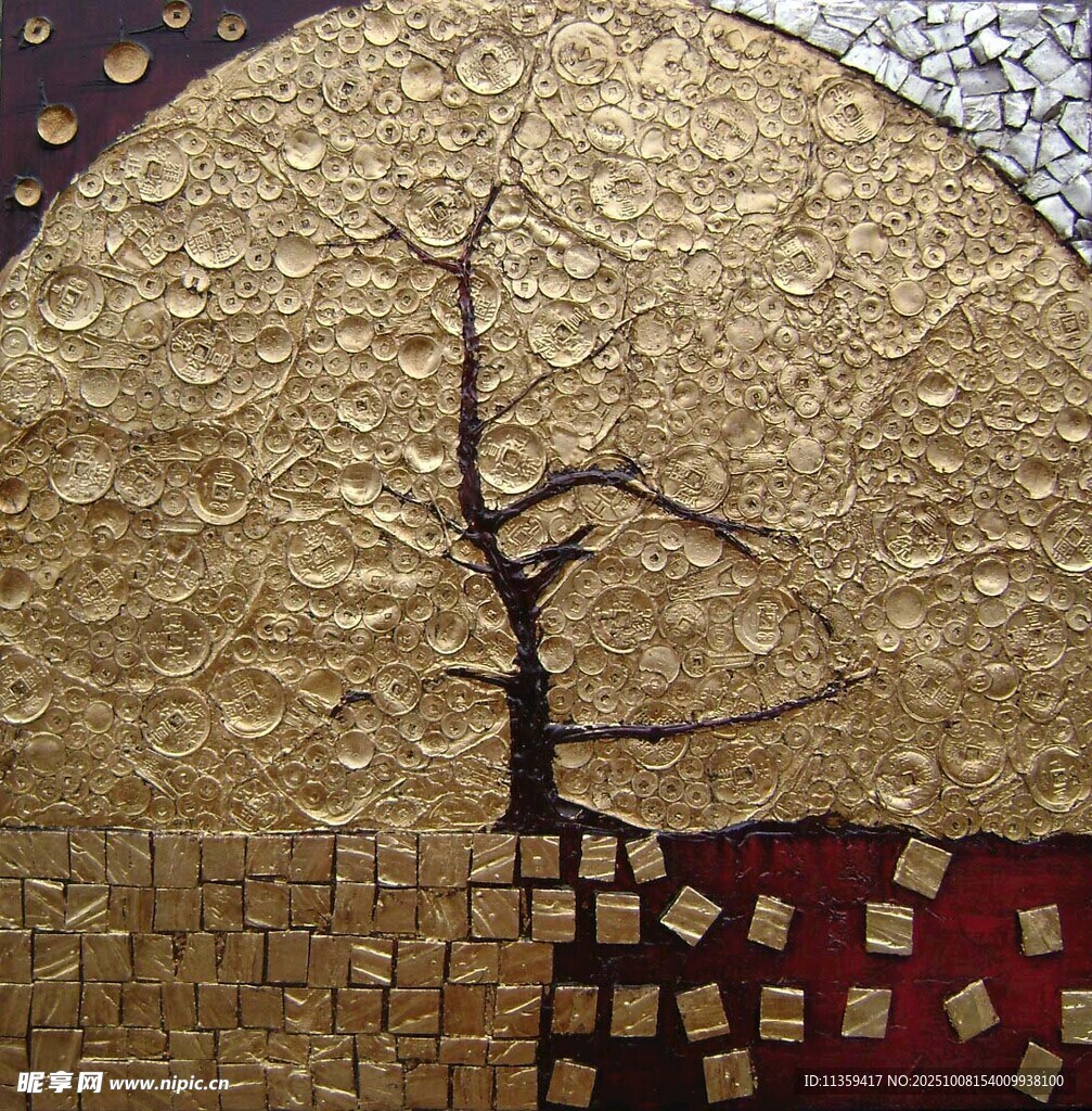 金色抽象树艺术装饰画