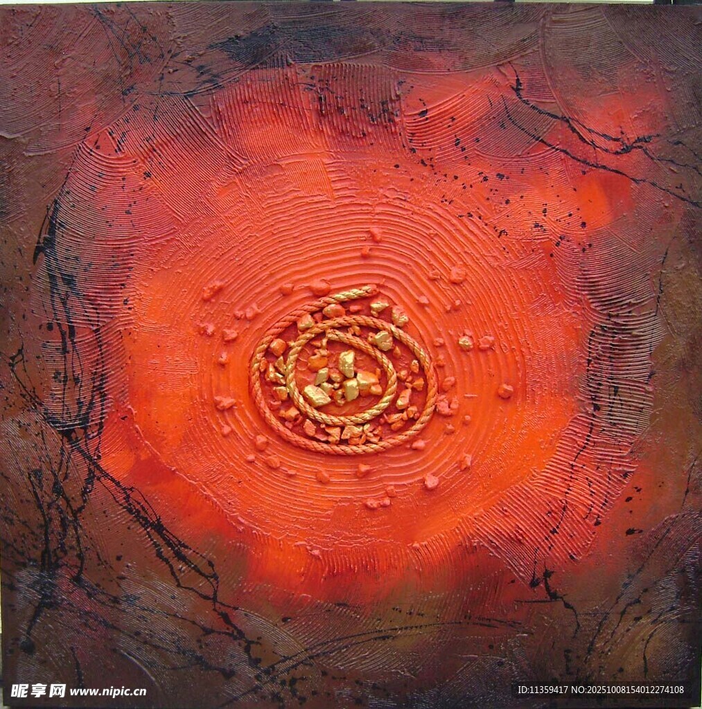 神秘红底圆形图腾图案