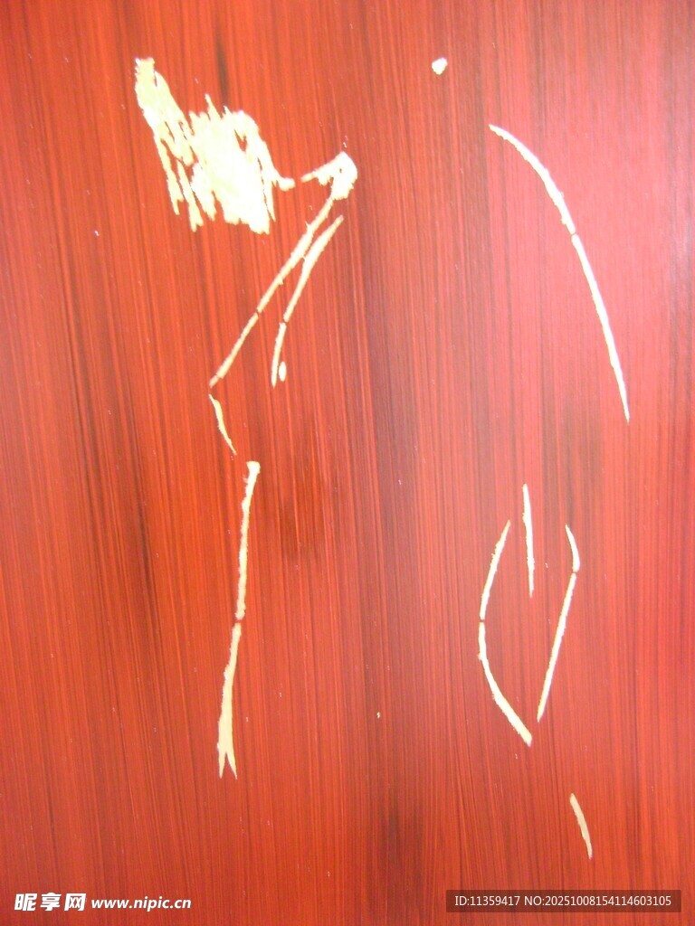 红色背景的抽象人物线条画
