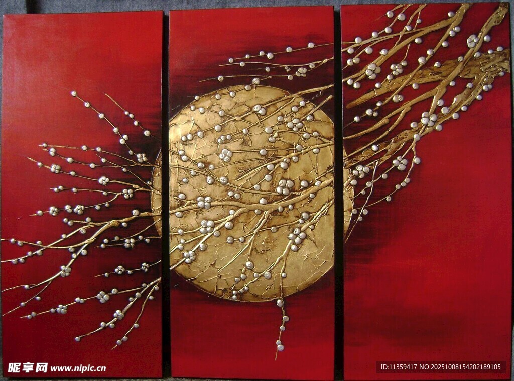 红色背景金色装饰艺术画