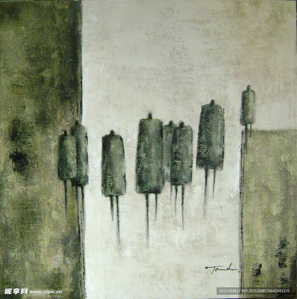 抽象水墨风格的建筑群