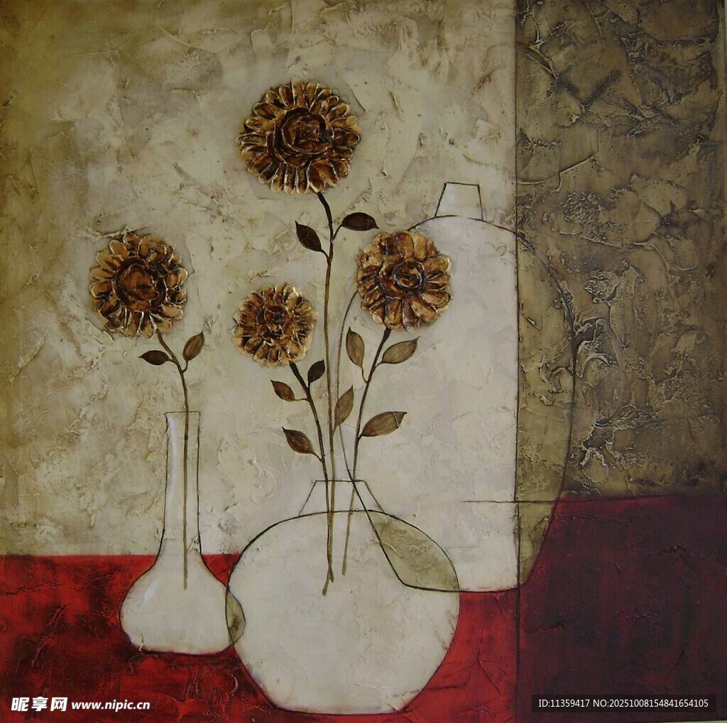 花瓶中的向日葵静物画