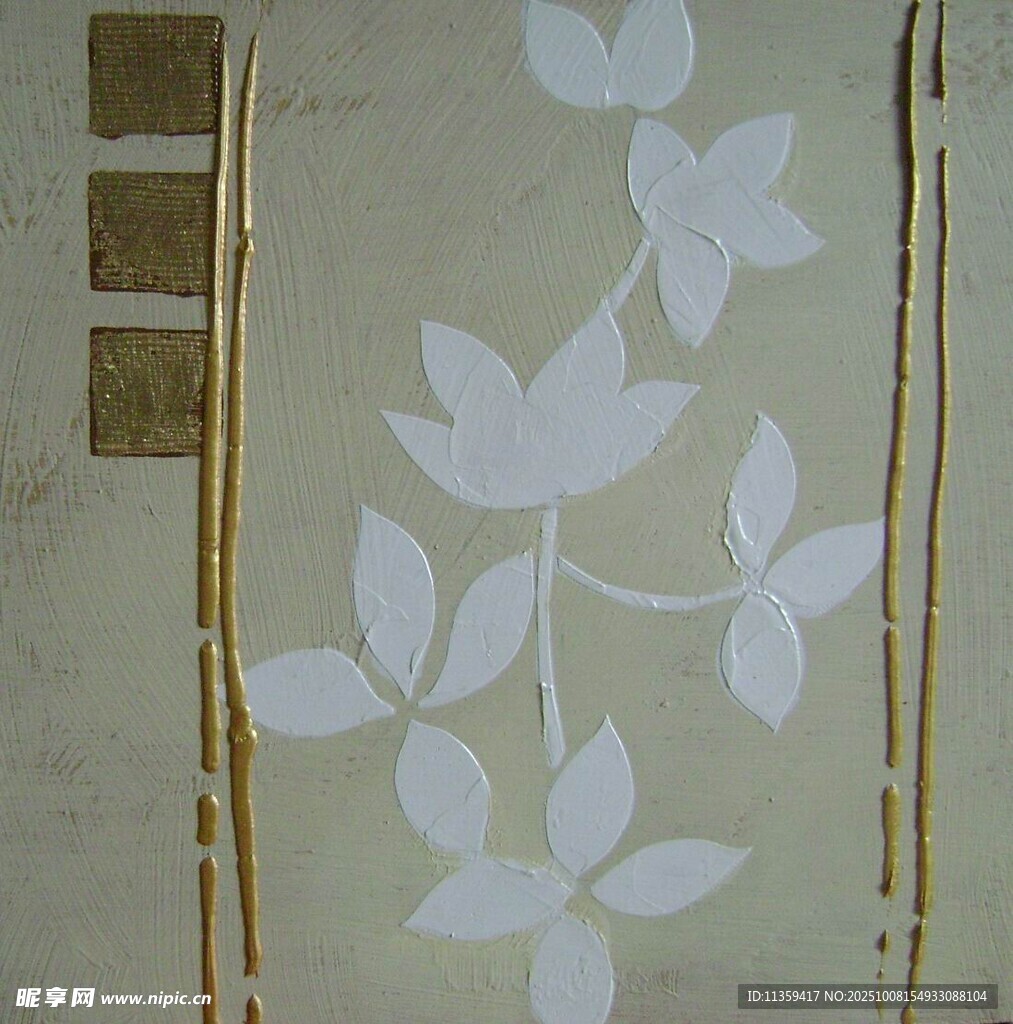 白色花叶图案墙面装饰