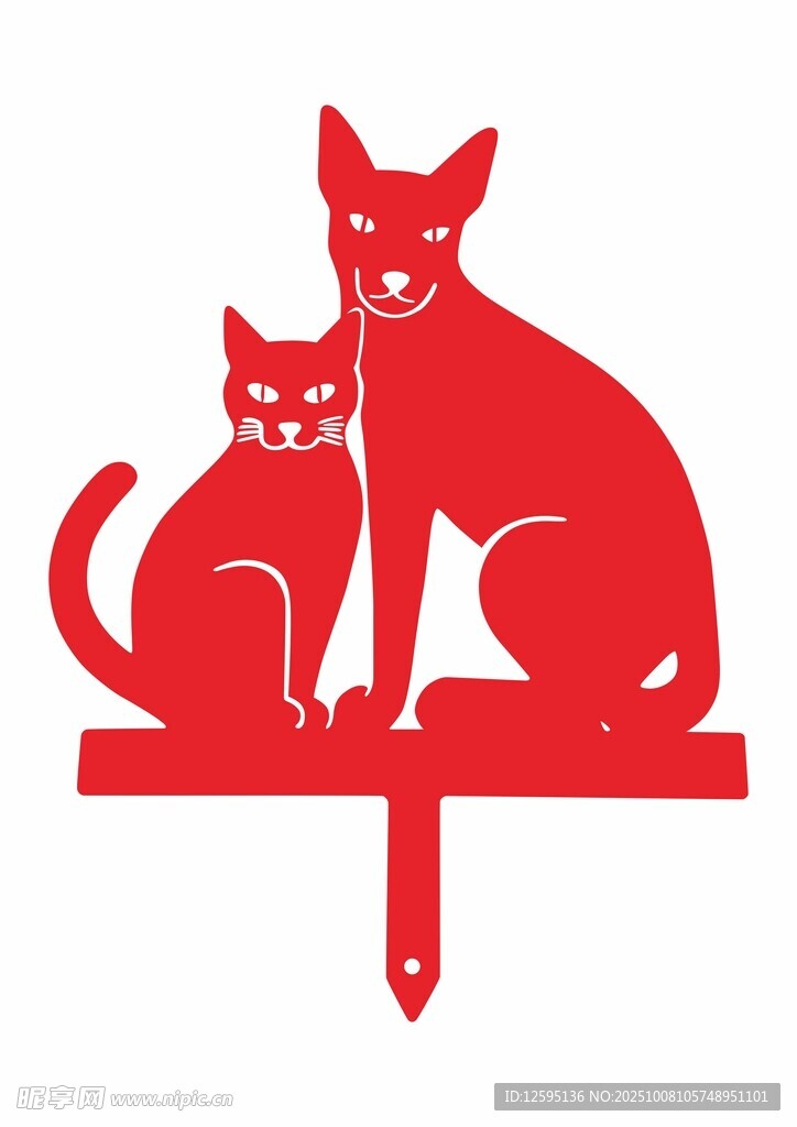 两只猫咪剪影装饰图案