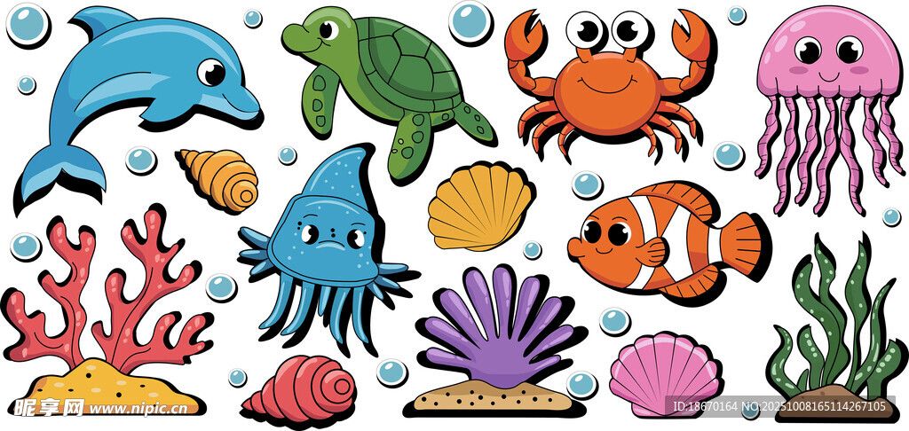 海洋生物卡通贴纸 