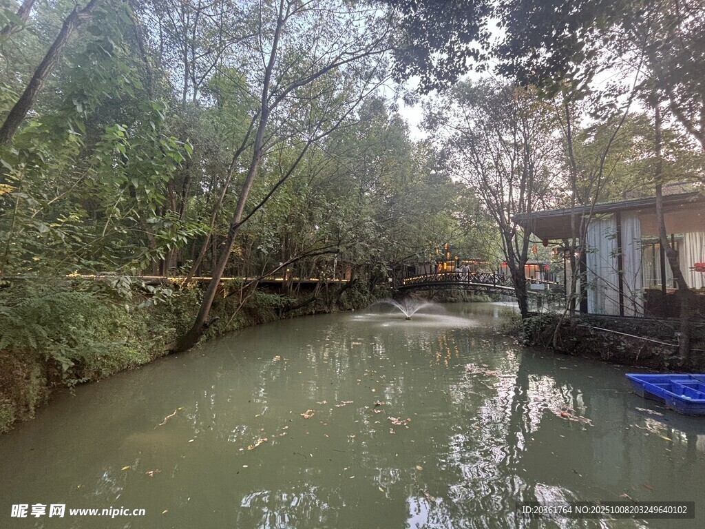 乡村小河畔的静谧景致