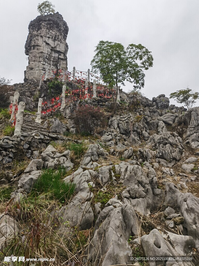 山间奇石立于嶙峋怪石间
