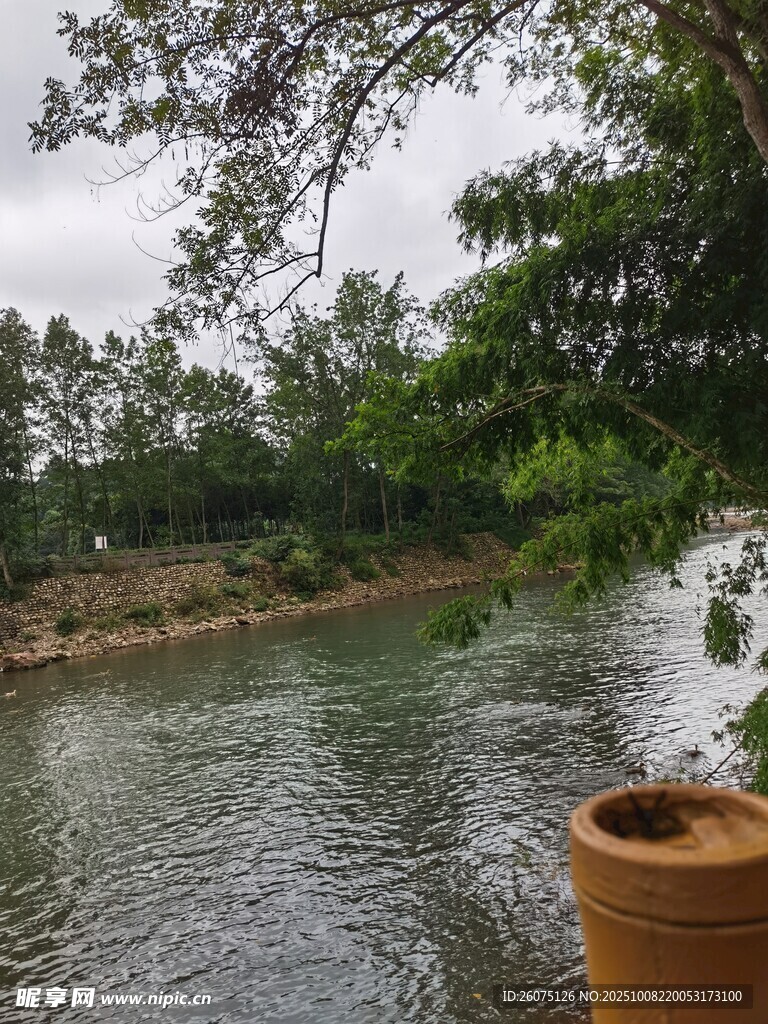 河畔陶盆景致