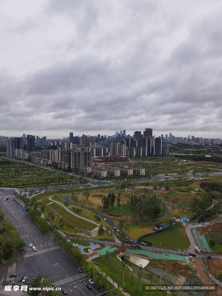城市公园与建筑群景观