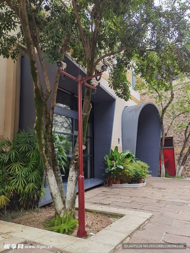 户外独特建筑与绿植景观