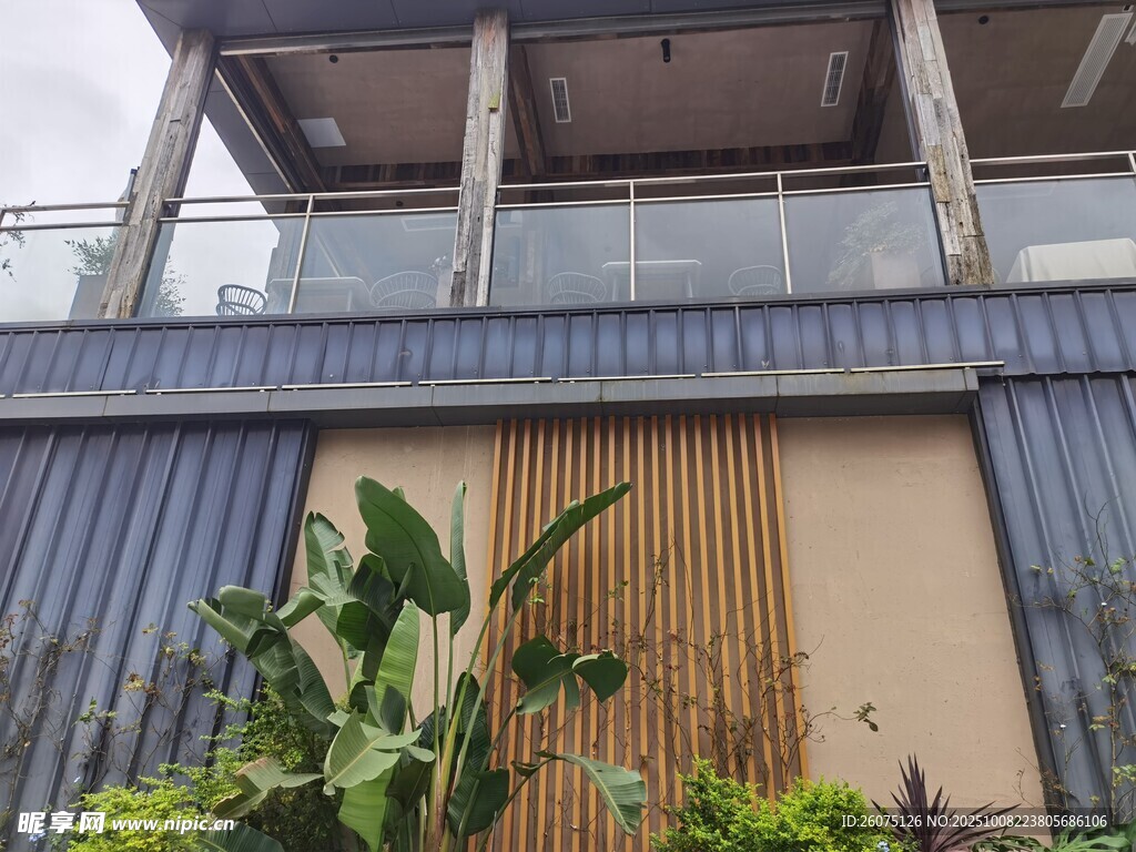 户外绿植环绕的建筑一角