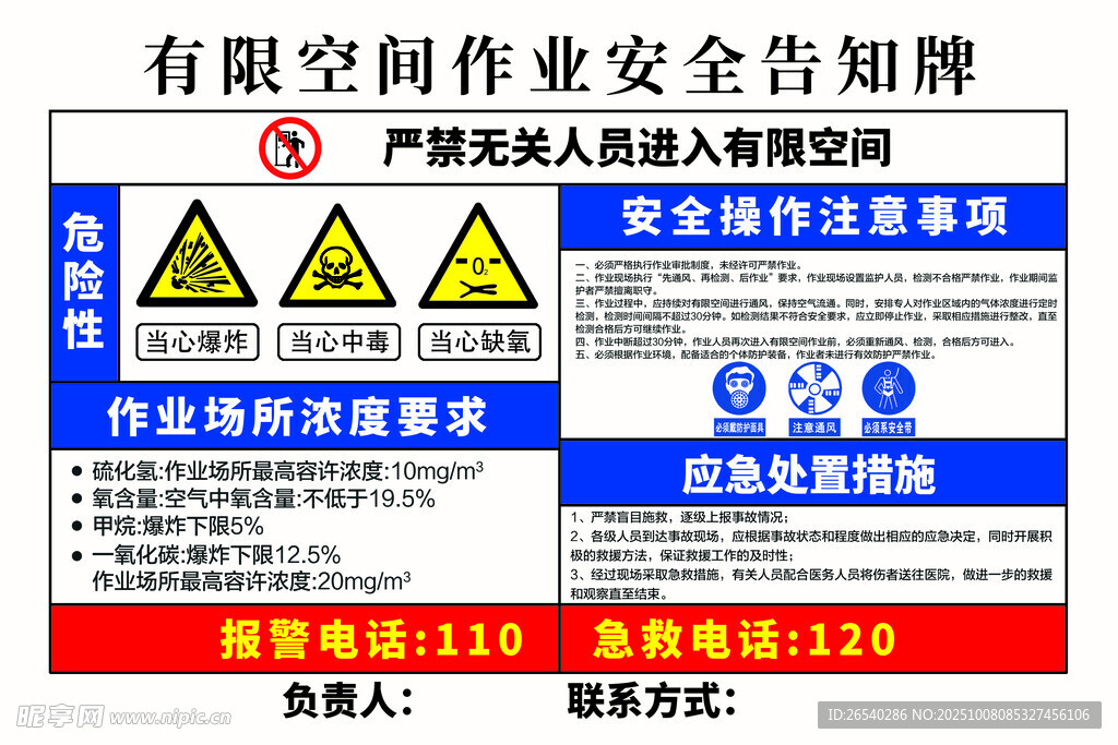 有限空间作业安全告知牌