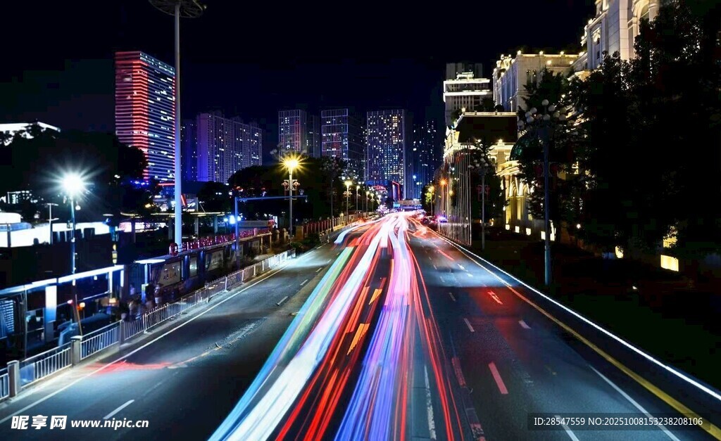城市夜景车流光影轨迹