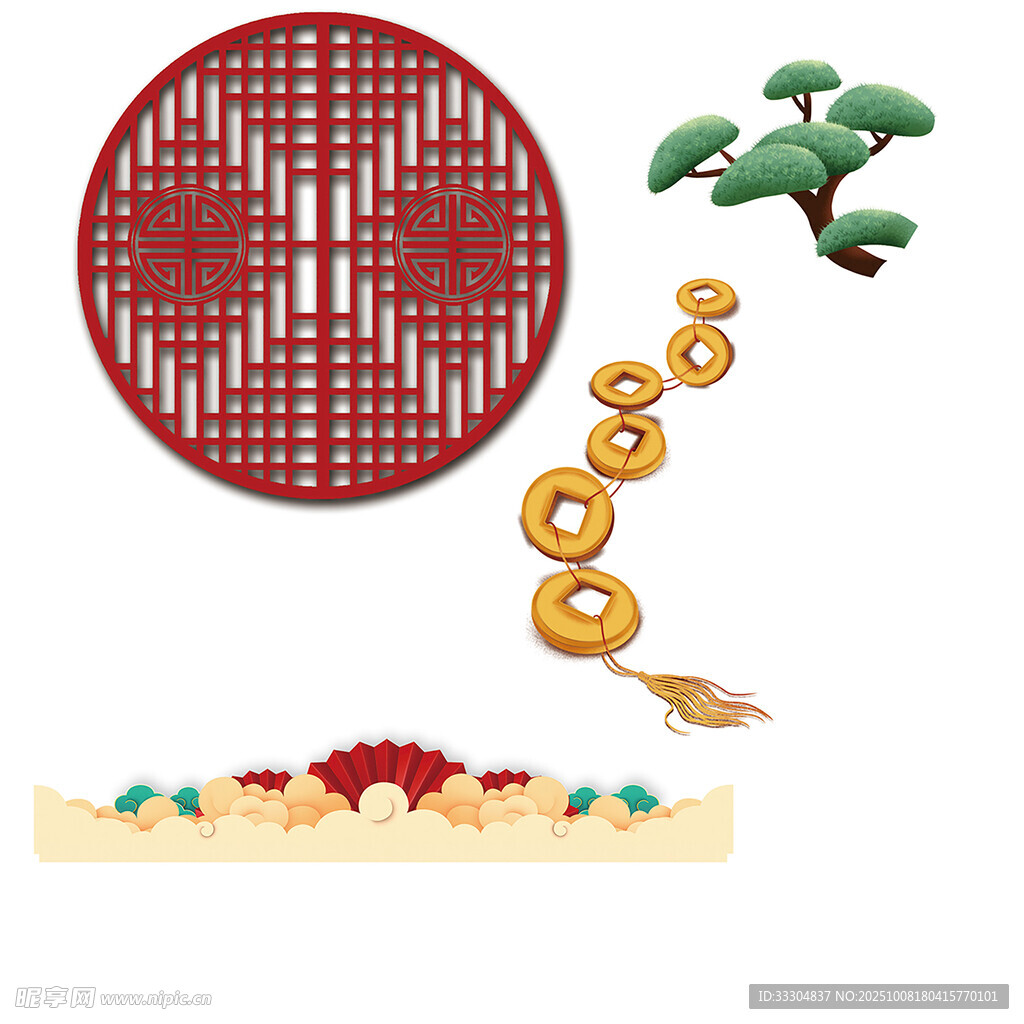 中式新年元素组合图案