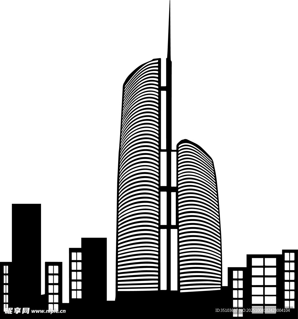现代城市摩天大楼剪影