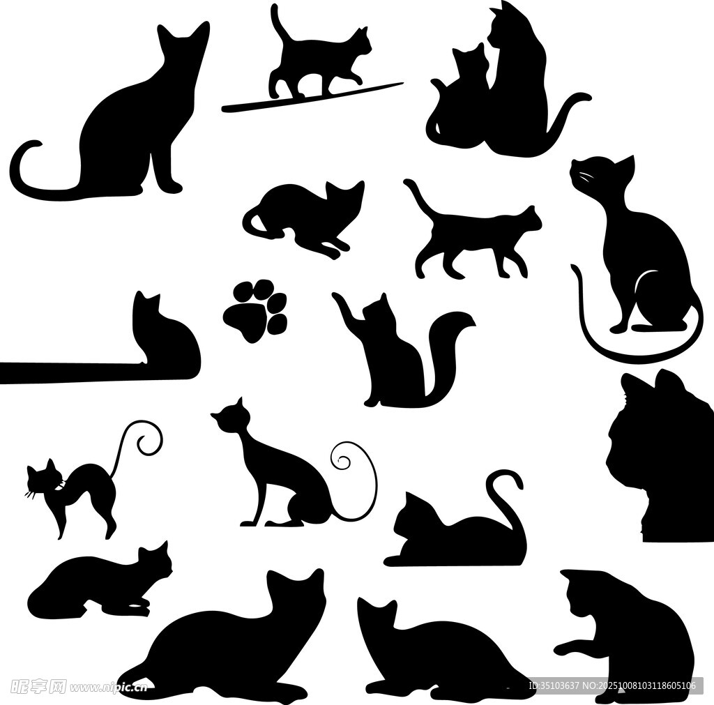 多样猫咪剪影集合
