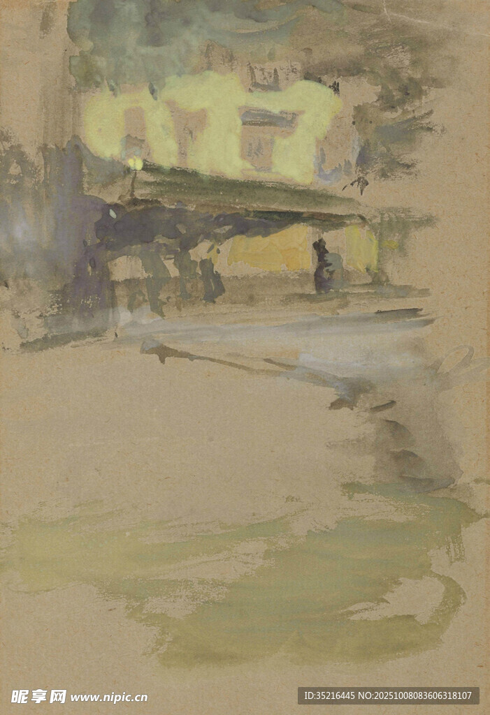 抽象水彩风景画作