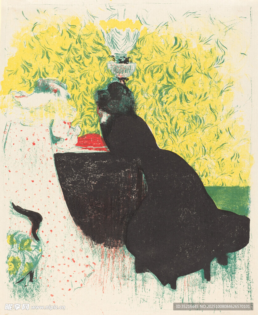 复古风格女士与小狗画面