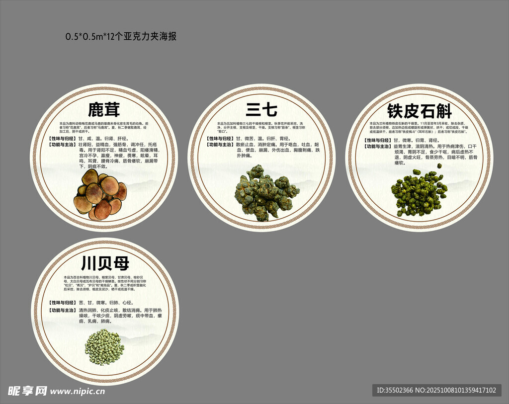 五种中药材展示 药材介绍装饰