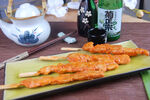 美味烤肉串搭配啤酒