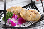 炸制酥嫩藕盒摆花装饰