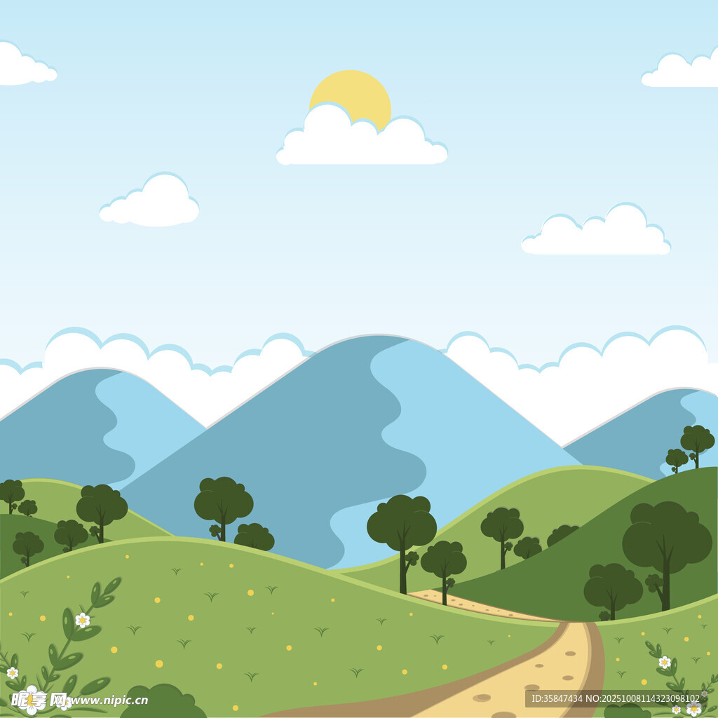 蓝天草地山