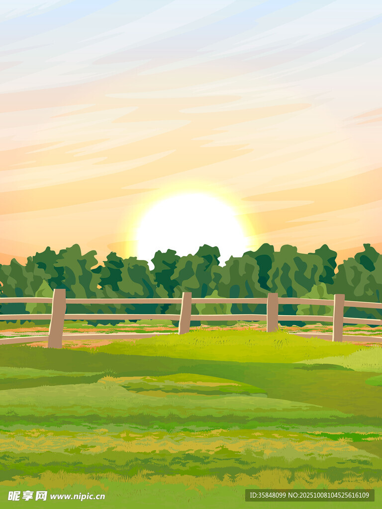 夕阳草地插图