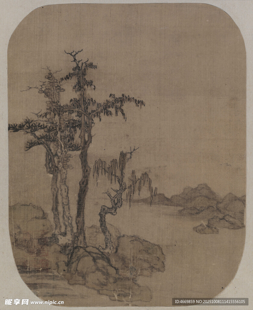 古意山水树木景致图