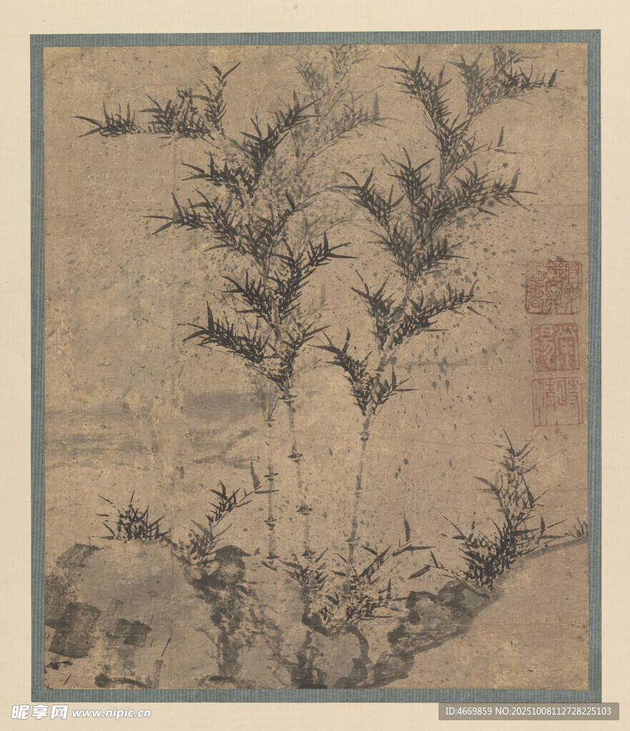 古画中的双枝植物景致