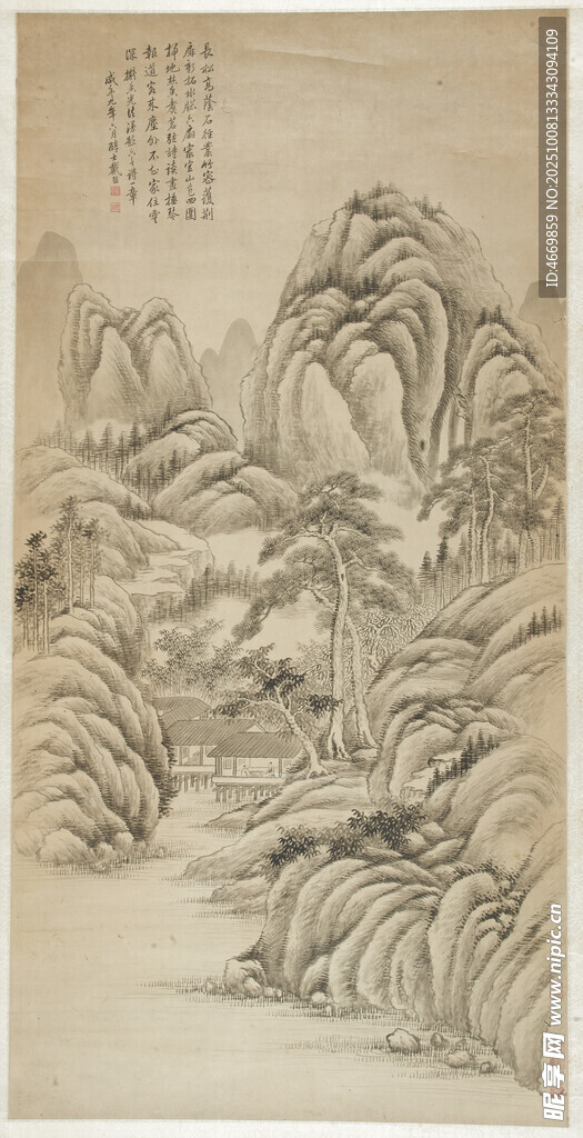 古代山水墨画