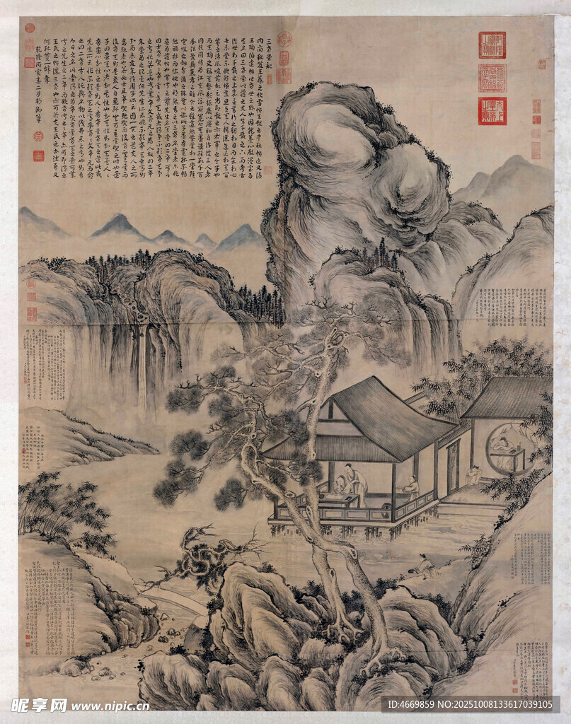 古代山水墨画景观