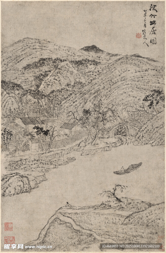 水墨山水古画意境图