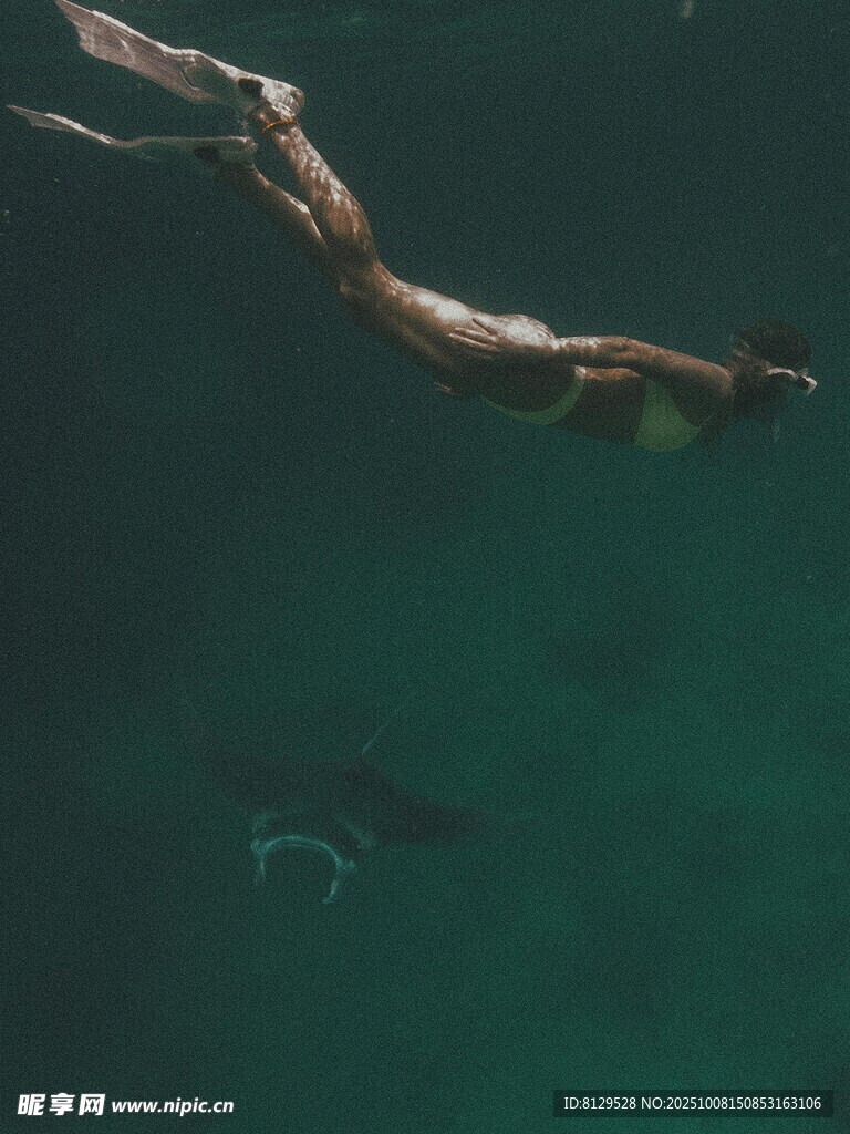 水下自由泳者的优美身姿