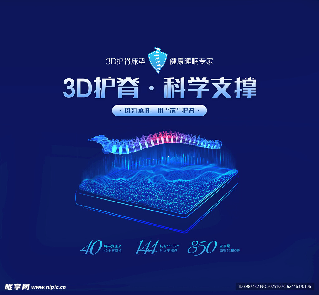 3D护脊科学支撑床垫海报