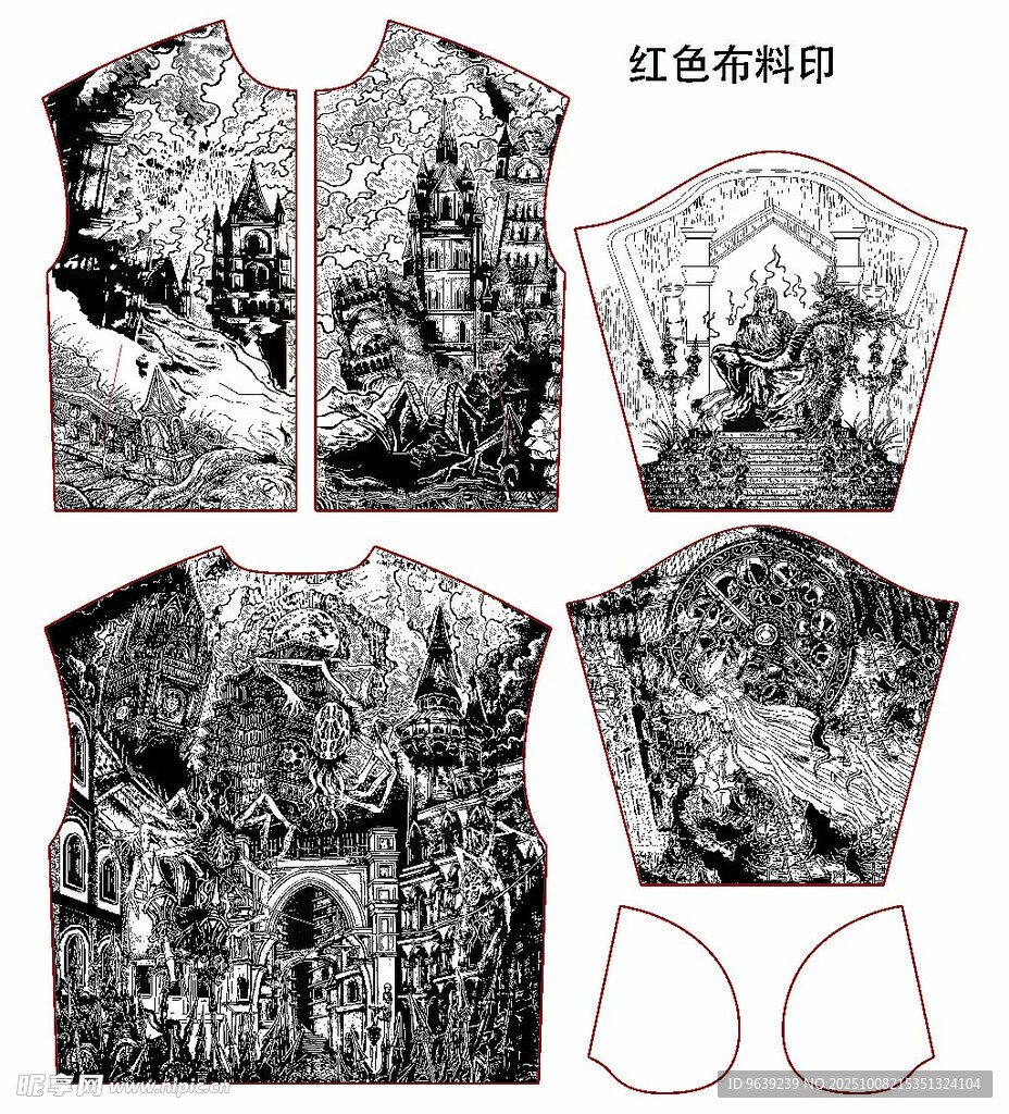 复古风印花无袖上衣设计图