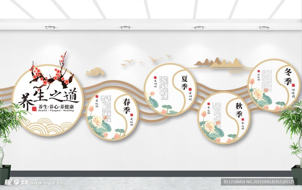 中式古典中医养生文化墙创意设计
