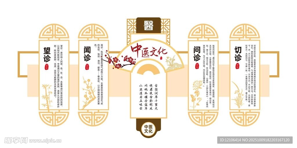 中国风望闻问切中医医院文化墙