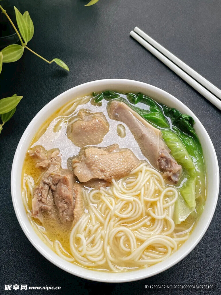 美味鸡肉面条汤