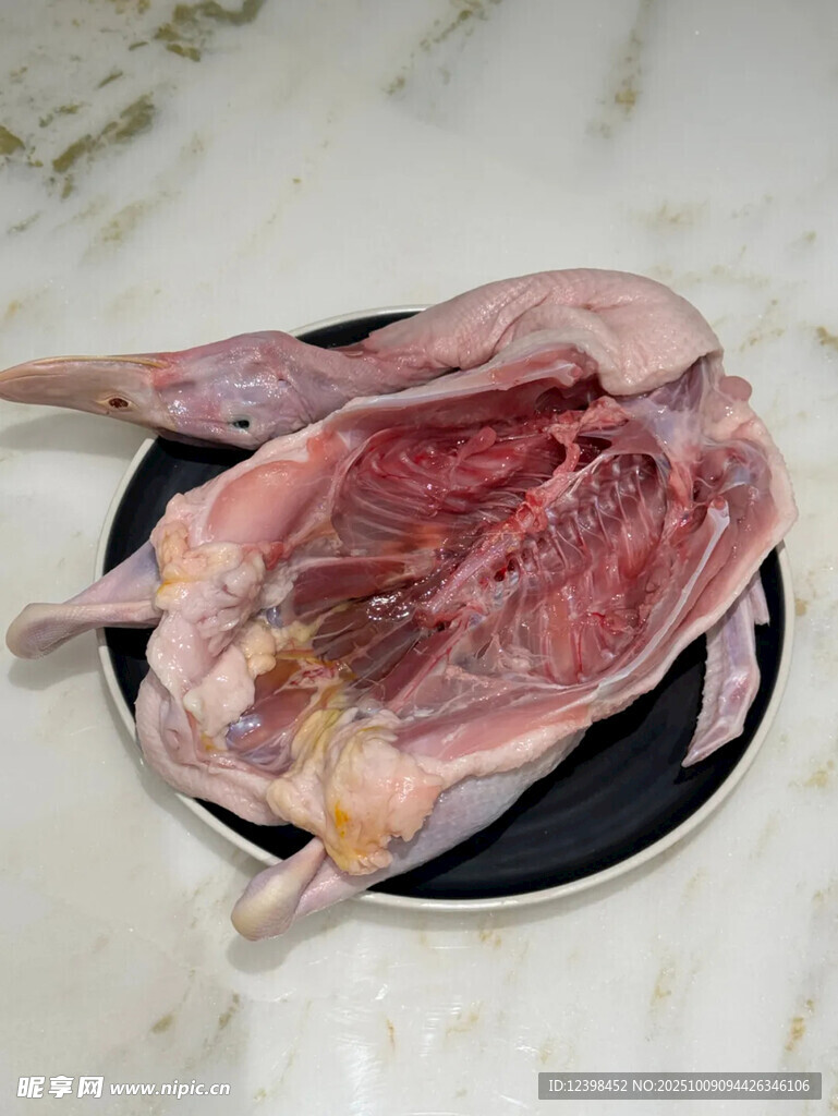 新鲜生鸭肉展示