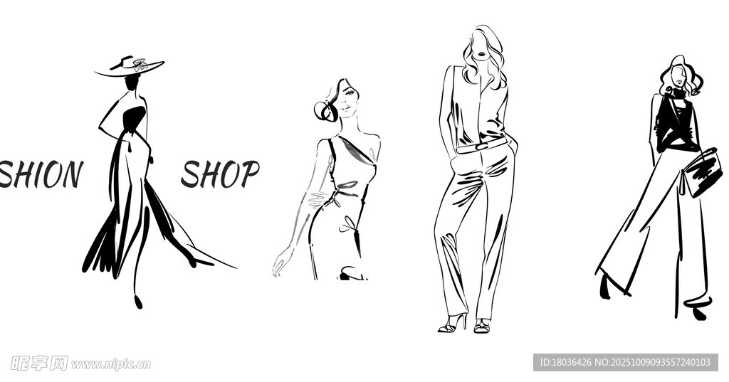 时尚女性服饰设计模特展示png