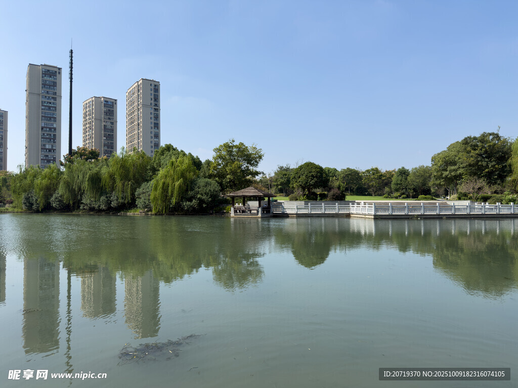 城市湖畔风光