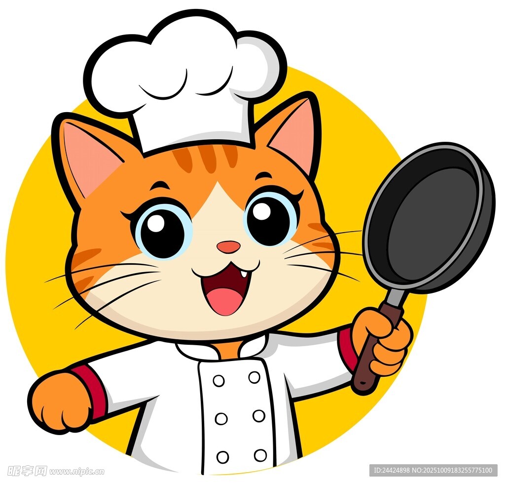 可爱猫咪厨师形象