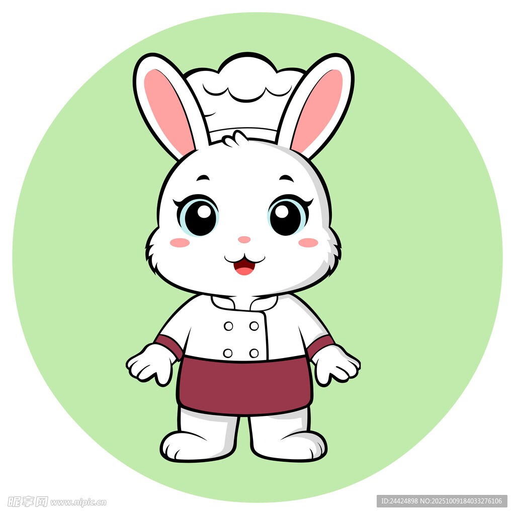 可爱兔子厨师形象