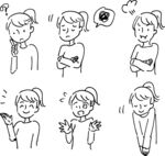 女孩多样情绪表情简笔画