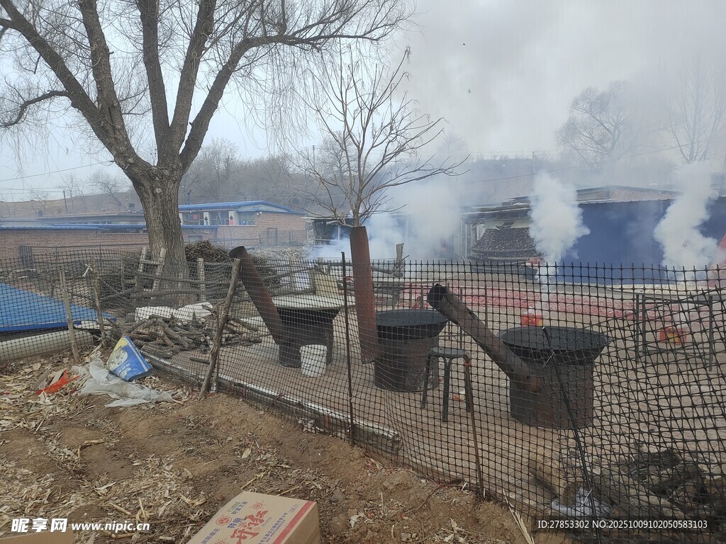 乡村户外烧烤场景